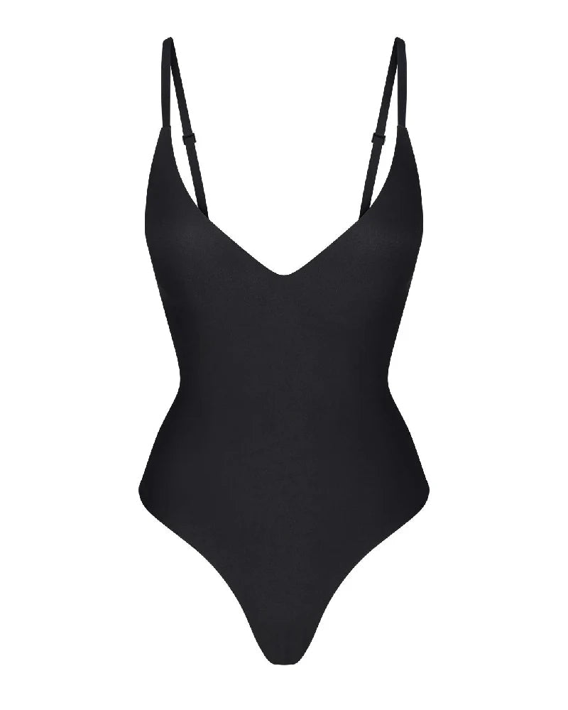 Shapshe® Push Up Pad Deep V Neck Thong Bodysuit Shapewear