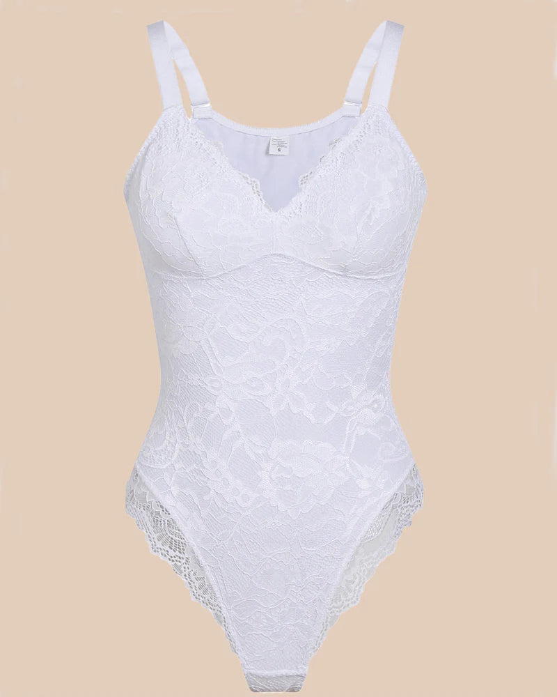 Sexy One Piece Deep V Neck Backless Lace Thong Shapewear Bodysuit