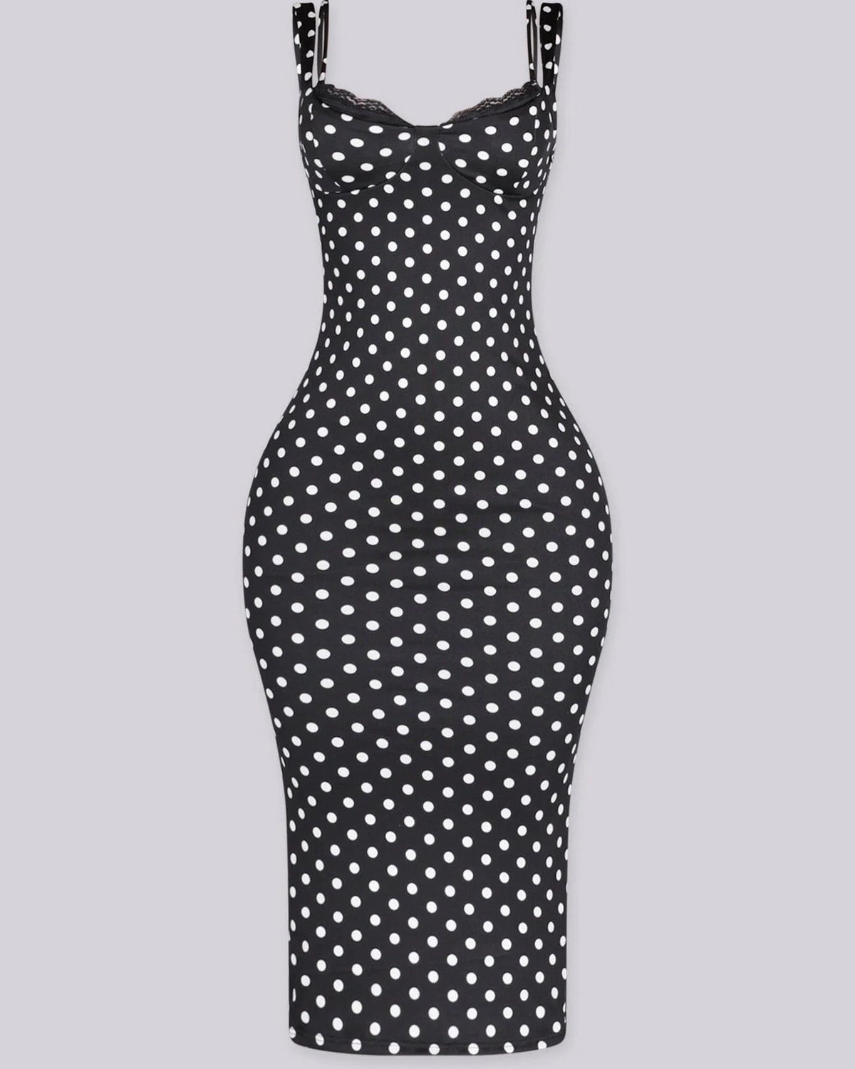 Women's Sexy Slim-Fit Stretchy Classic Polka Dot Hourglass Maxi Dress