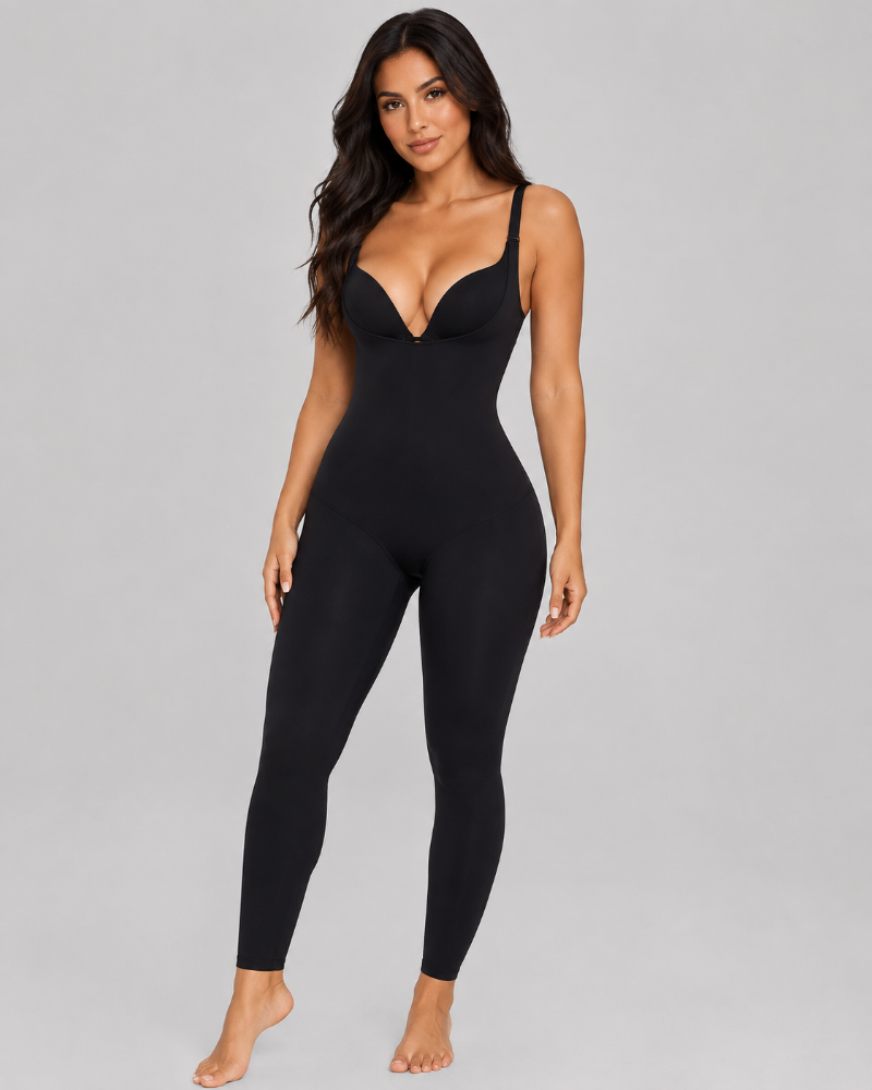Seamless Slimming Open Bust Full Body Shapewear Jumpsuit Bodyshaper