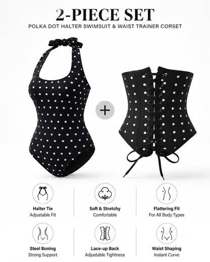 Hourglass Corset Body Shaper Waist Cincher Swimsuit Two-Piece Set