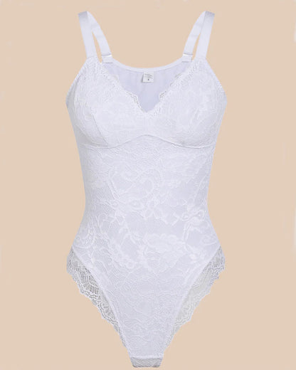 Sexy One Piece Deep V Neck Backless Lace Thong Shapewear Bodysuit