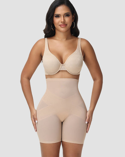 Shapshe® High Waist Mesh Cross Tummy Control Shaping Shorts